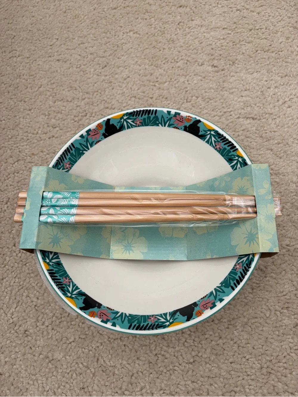 Disney Stitch 2 Ceramic Bowls Set with chopsticks.